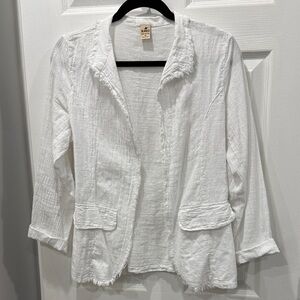 White Linen Shirt Jacket size Medium
